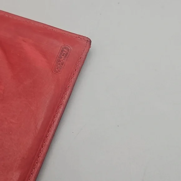 Vintage Coach Wallet Distressed Red Leather Checkbook Holder - Picture 11 of 16